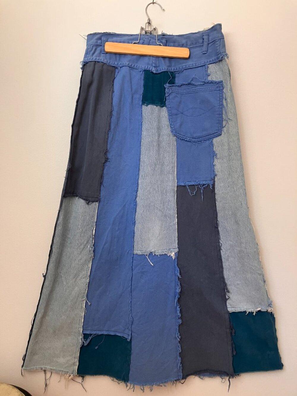 Staying Alive Montreal Upcycled Denim Patchwork Maxi Skirt | Y2K Denim | S/M - Picture 4 of 6